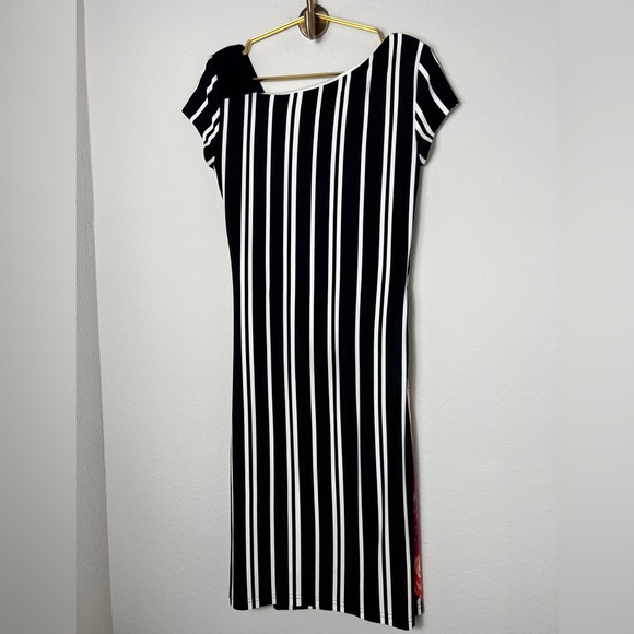 EUC Joseph Ribkoff Dress Multicolor Floral Striped Ruched Side Size 8 - Picture 5 of 11